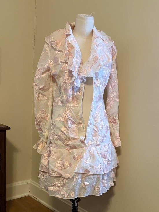Dresses & Skirts - Ruffled Pink Floral Tiered Dress Jacket